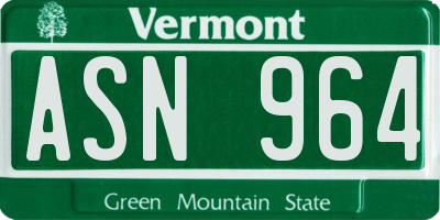 VT license plate ASN964