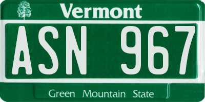 VT license plate ASN967