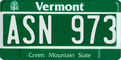 VT license plate ASN973