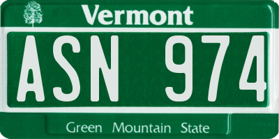 VT license plate ASN974