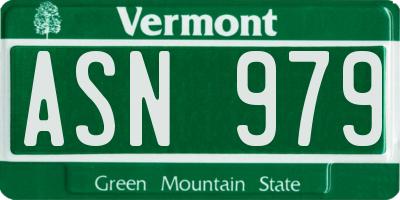 VT license plate ASN979