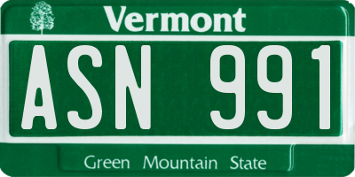 VT license plate ASN991