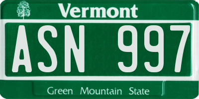 VT license plate ASN997