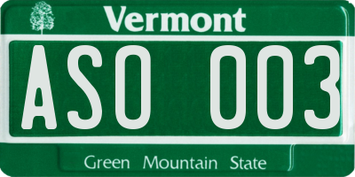 VT license plate ASO003