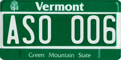 VT license plate ASO006