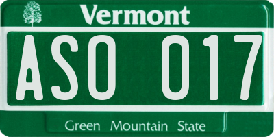 VT license plate ASO017