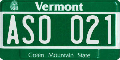 VT license plate ASO021