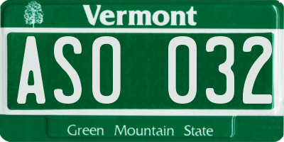 VT license plate ASO032