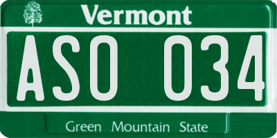 VT license plate ASO034