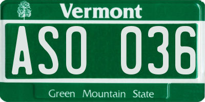 VT license plate ASO036