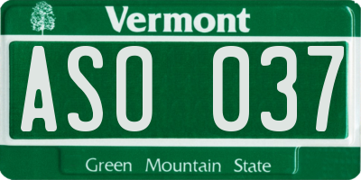 VT license plate ASO037