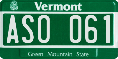 VT license plate ASO061