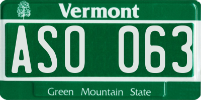 VT license plate ASO063