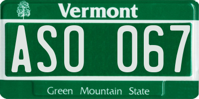 VT license plate ASO067