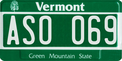 VT license plate ASO069