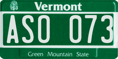 VT license plate ASO073