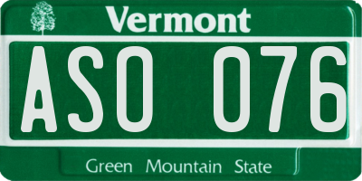 VT license plate ASO076