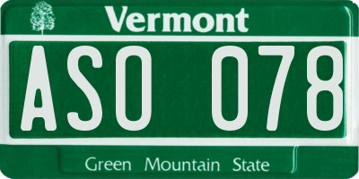 VT license plate ASO078