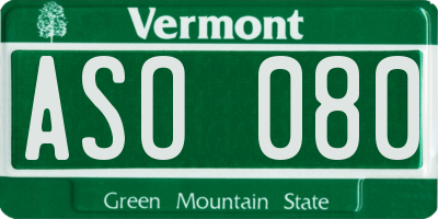 VT license plate ASO080