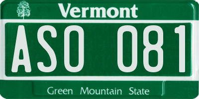 VT license plate ASO081