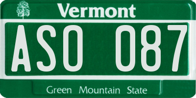 VT license plate ASO087