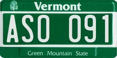 VT license plate ASO091