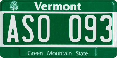 VT license plate ASO093