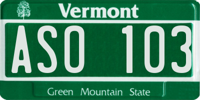 VT license plate ASO103