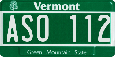 VT license plate ASO112