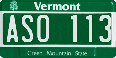 VT license plate ASO113