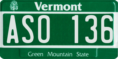 VT license plate ASO136