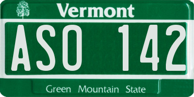 VT license plate ASO142