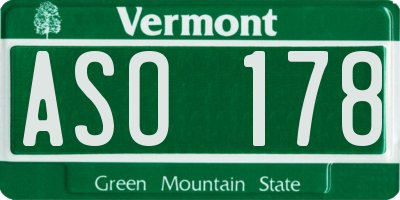 VT license plate ASO178