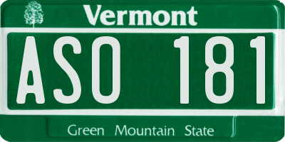 VT license plate ASO181