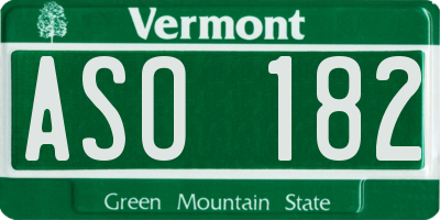 VT license plate ASO182