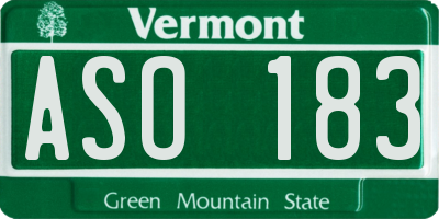 VT license plate ASO183