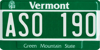 VT license plate ASO190