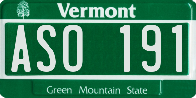 VT license plate ASO191