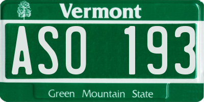 VT license plate ASO193