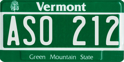 VT license plate ASO212