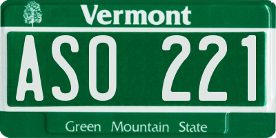 VT license plate ASO221