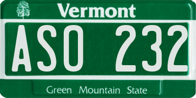 VT license plate ASO232