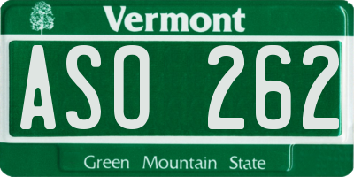 VT license plate ASO262