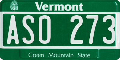 VT license plate ASO273