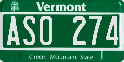 VT license plate ASO274