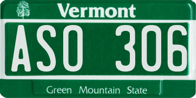 VT license plate ASO306