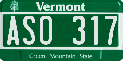 VT license plate ASO317