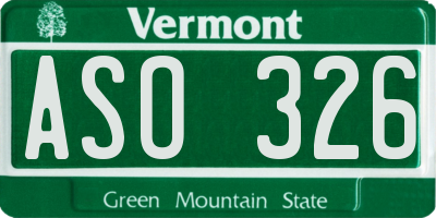 VT license plate ASO326