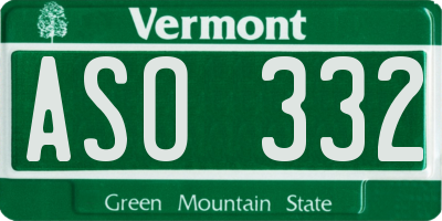 VT license plate ASO332