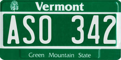 VT license plate ASO342